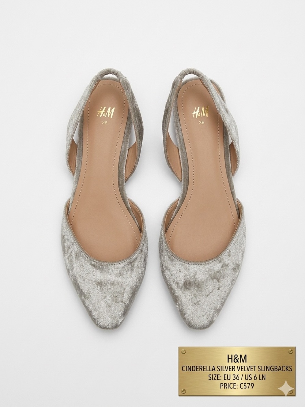 ✨ Cinderella Size! H&M Silver Velvet Slingbacks - EU 36 / US 5.5 
💎 HOST PICK 💎
